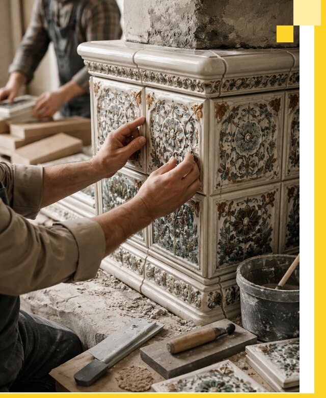 Изразцовые камины под ключ в Касимах: проект и монтаж