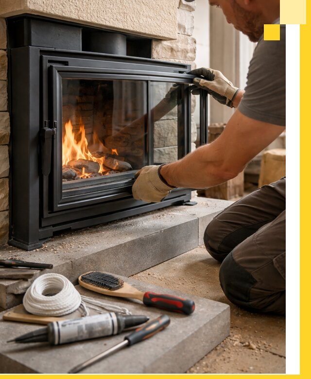 Производство, монтаж и доставка каминов со стеклом в Касимах