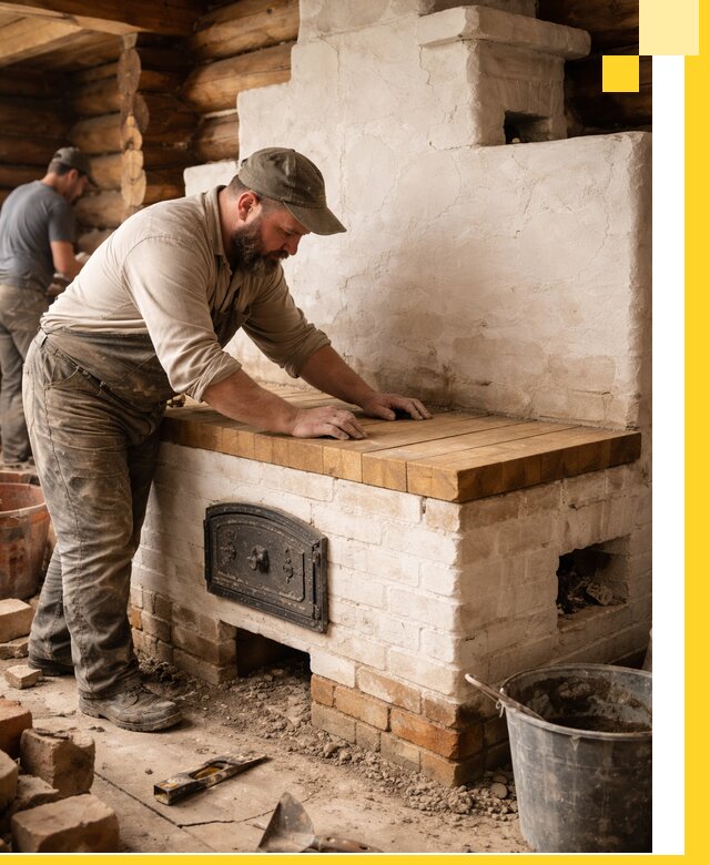 Проектирование и установка русской печи с лежанкой в Касимах