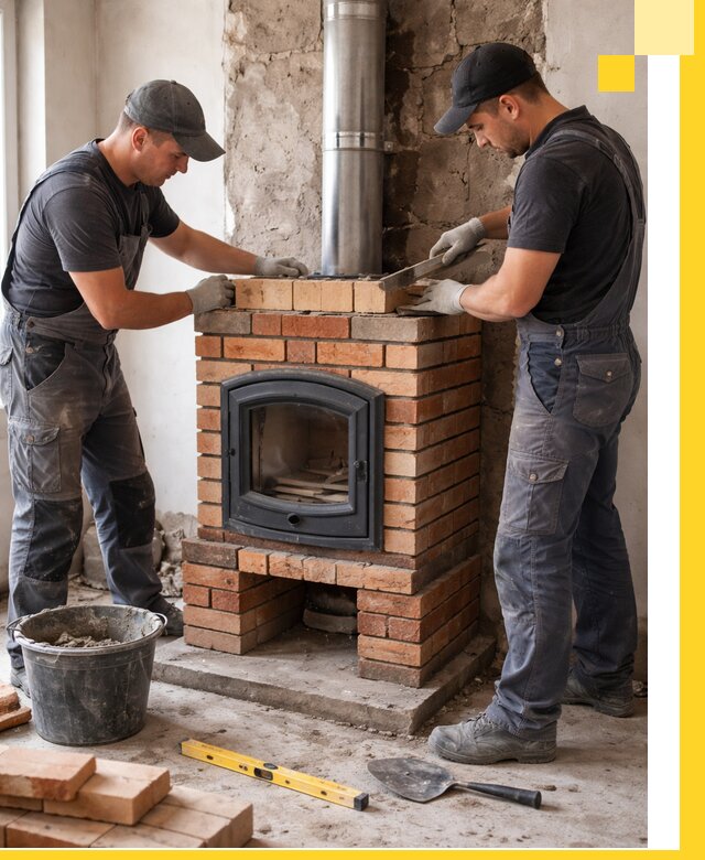 Монтаж печи камина под ключ в Касимах с гарантией и пусконаладкой