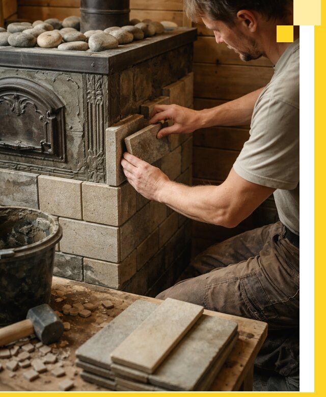 Облицовка банных печей в Касимах профессиональная отделка