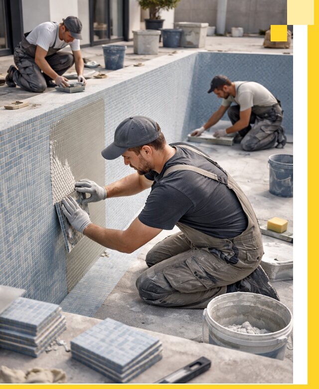 Облицовка бассейнов в Касимах плитка мозаика гидроизоляция