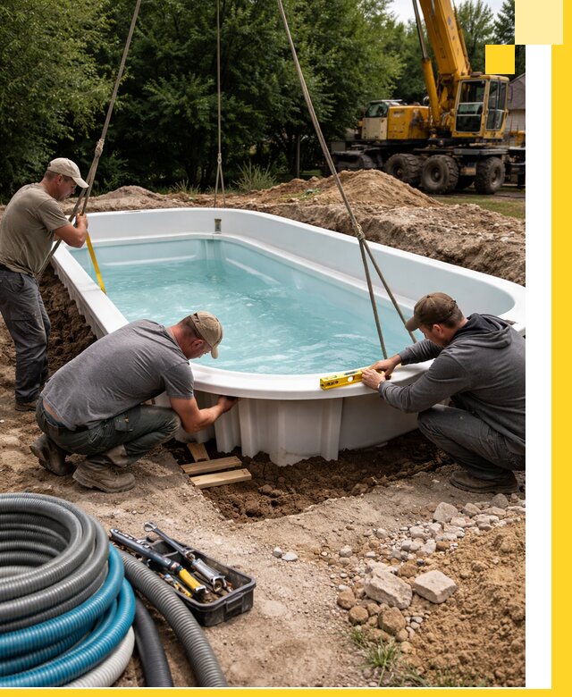 Установка и монтаж композитных бассейнов под ключ в Касимах