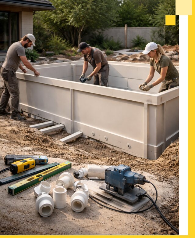 Установка полипропиленовых бассейнов под ключ в Касимах