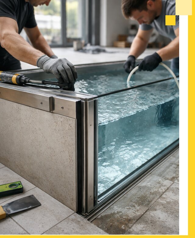 Проектирование и монтаж стеклянных бассейнов в Касимах