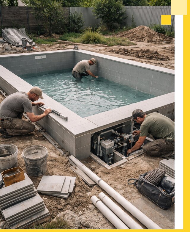 Строительство и монтаж бассейнов для дачи под ключ в Касимах