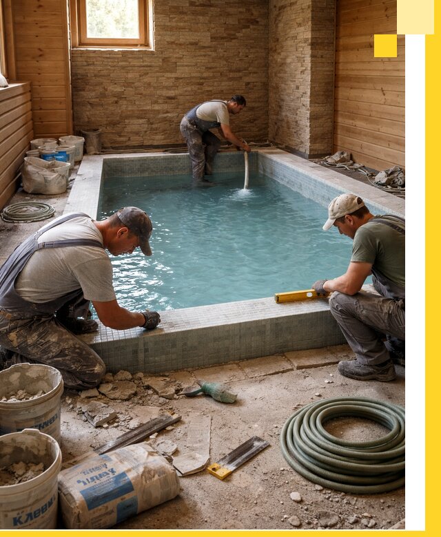 Проектирование и строительство бассейнов для бани в Касимах