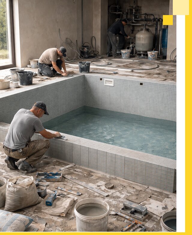 Строительство и монтаж бассейнов в помещении в Касимах