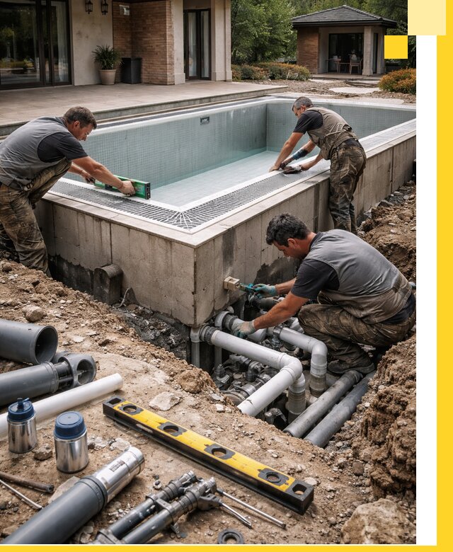 Строительство переливных бассейнов в Касимах под ключ