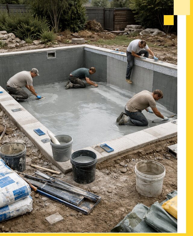 Изготовление и монтаж чаши бассейна под ключ в Касимах