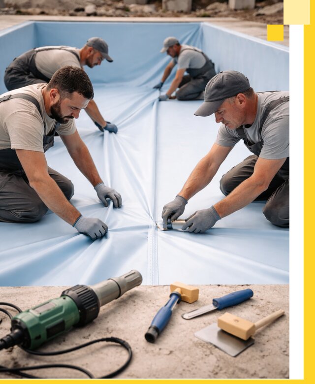 ПВХ пленка для бассейнов с монтажом и гарантией в Касимах