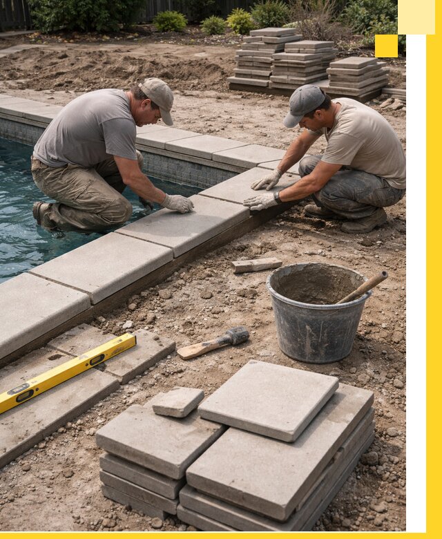 Установка и изготовление копингового камня для бассейнов в Касимах