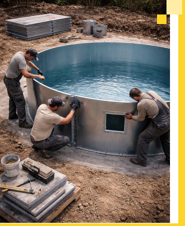 Круглые бассейны под ключ в Касимах проектирование и монтаж