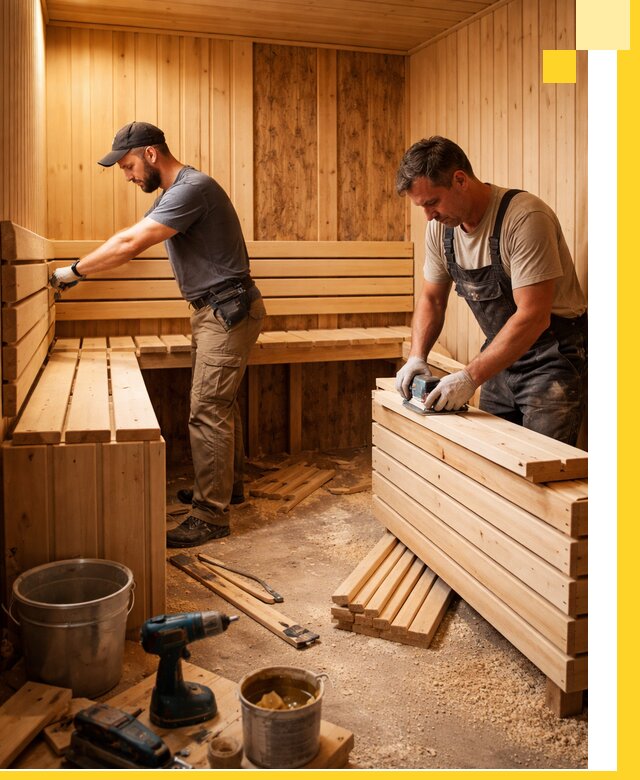 Профессиональный комплексный ремонт саун под ключ в Касимах