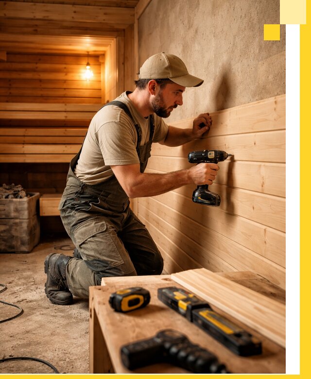 Профессиональная внутренняя отделка бани в Касимах под ключ