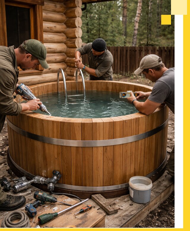 Строительство бань с купелью под ключ и отделкой в Касимах