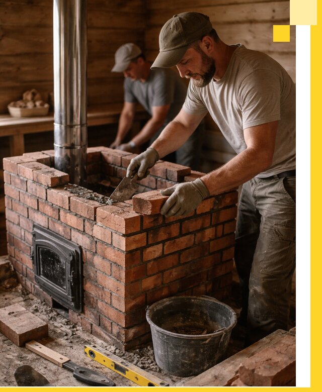 Кирпичные печи для бани под ключ в Касимах, проект и монтаж