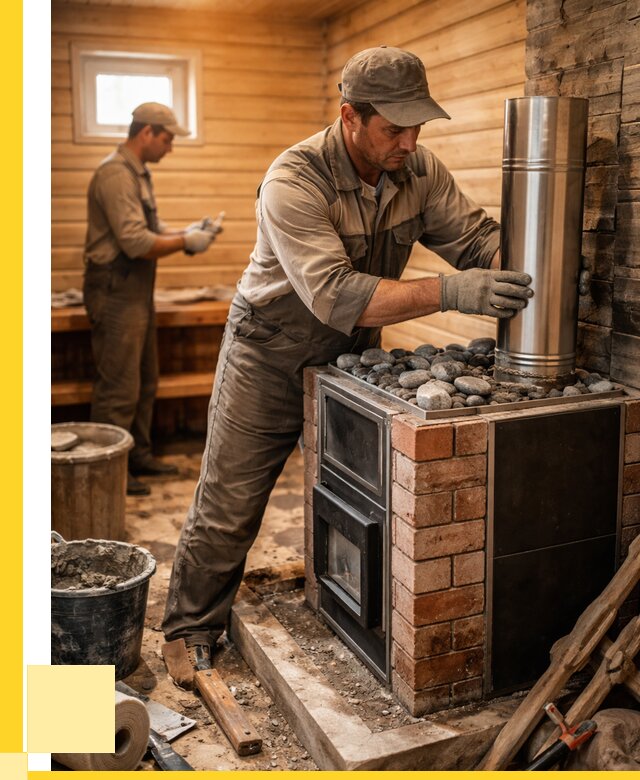 Монтаж печи в бане под ключ в Касимах от 21748 р. | ЭриданКсм