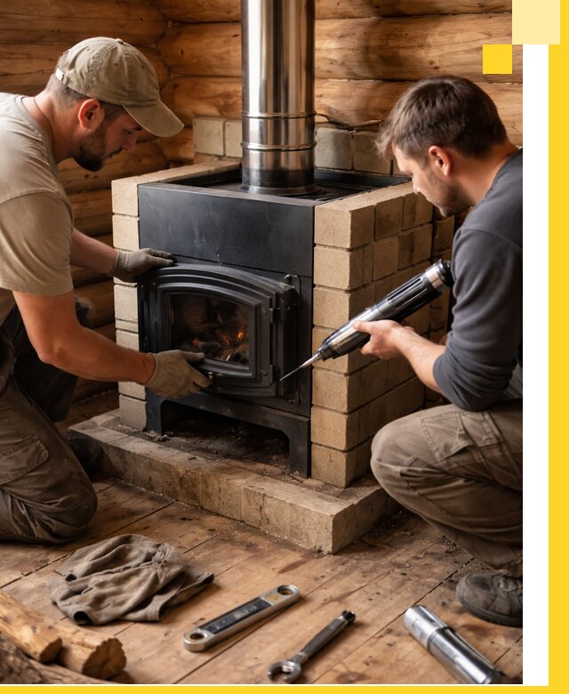 Монтаж и установка печи в бане под ключ с гарантией в Касимах