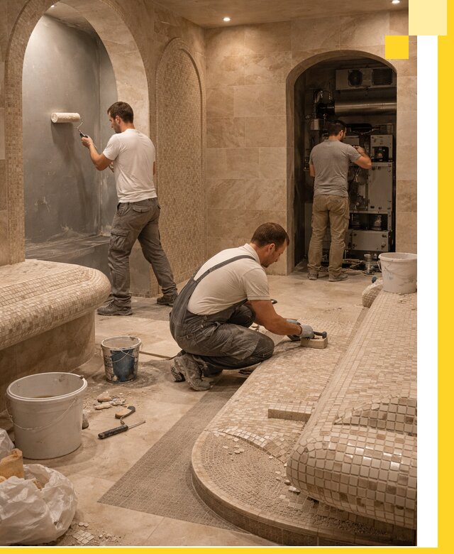 Строительство бани с хамамом и бассейном под ключ в Касимах