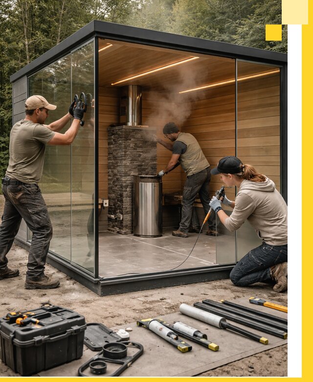 Проектирование и строительство стеклянных бань в Касимах