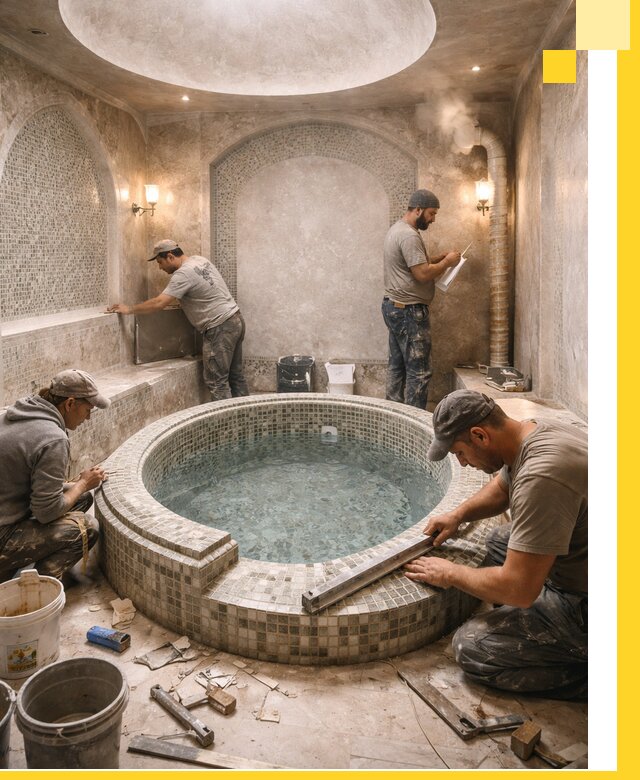 Профессиональное строительство хамама с бассейном в Касимах под ключ