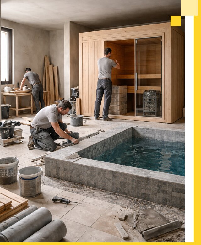 SPA зоны под ключ с бассейном сауной и печью в Касимах